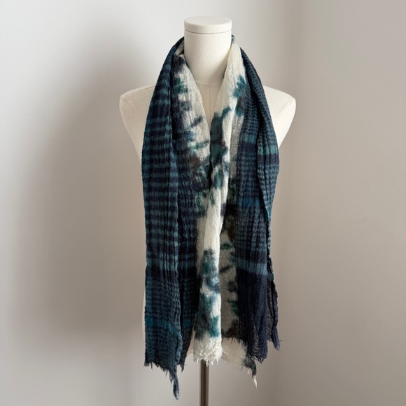 J. Jill 100% Wool Scarf Wrap Watercolor Floral Plaid Mixed Print - Picture 4 of 10